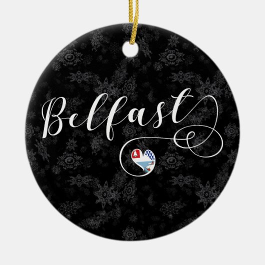 Belfast Flag im Herzen Keramik Ornament (Vorne)