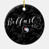 Belfast Flag im Herzen Keramik Ornament (Hinten)