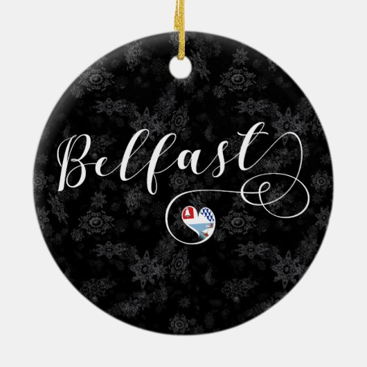 Belfast Flag im Herzen Keramik Ornament (Hinten)