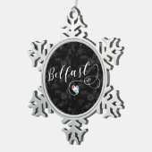 Belfast Flag im Herzen Schneeflocken Zinn-Ornament (Rechts)