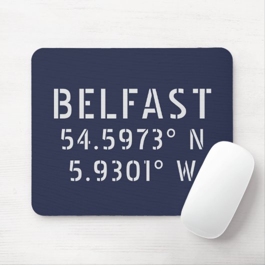 Belfast Latitude Längengrad Mousepad (Mit Mouse)