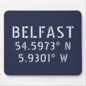 Belfast Latitude Längengrad Mousepad (Vorne)