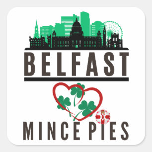 Belfast Lieben Mince Pies Cityscape Quadratischer Aufkleber