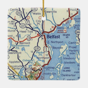 Belfast Maine 50's Karte Keramikornament