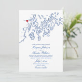 Belfast Maine Map Wedding Invitation - Penobscot Einladung (Stehend Vorderseite)