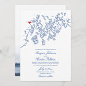 Belfast Maine Map Wedding Invitation - Penobscot Einladung (Vorne/Hinten)