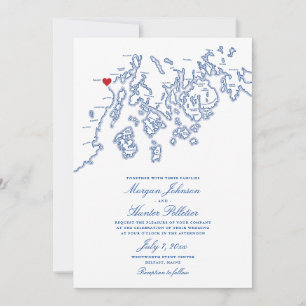Belfast Maine Map Wedding Invitation - Penobscot Einladung