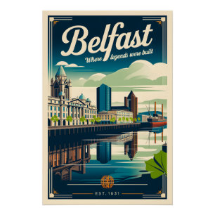 Belfast Nordirland Retro-Reiseposter-Kunst Poster