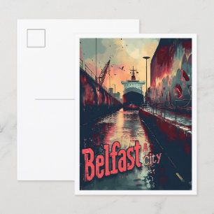 Belfast Nordirland Vintage-Reiseillustration Postkarte