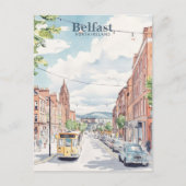 Belfast North Ireland Gouache Illustration Travel Postkarte (Vorderseite)