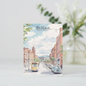 Belfast North Ireland Gouache Illustration Travel Postkarte (Stehend Vorderseite)