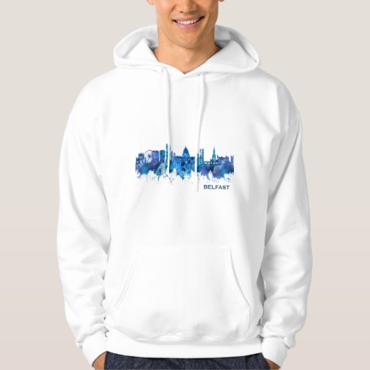 Belfast Northern Ireland Skyline Blue Hoodie (Vorderseite)