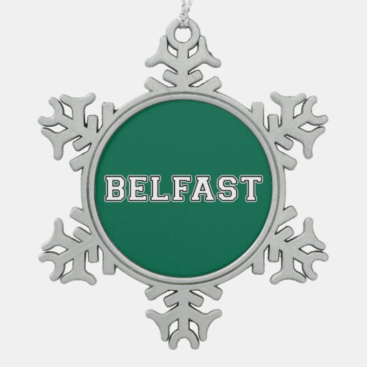 Belfast Schneeflocken Zinn-Ornament (Vorderseite)