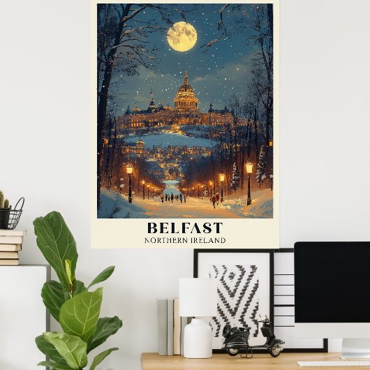 Belfast Winter Night-Szene Poster (Heimbüro)