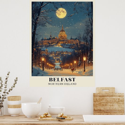 Belfast Winter Night-Szene Poster (Küche)