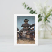Belfry in Tokama, Hasui Kawase, Woodcut Postkarte (Stehend Vorderseite)