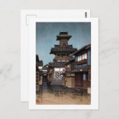 Belfry in Tokama, Hasui Kawase, Woodcut Postkarte (Vorne/Hinten)