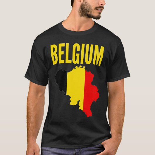 Belgian  Belgium Country Map Flag T-Shirt (Vorderseite)