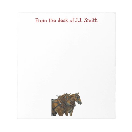 Belgian Draft Horse Team Notepad Notizblock (Vorderseite)