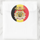 Belgian Flag & Coat of Arms, Flag of Belgium Runder Aufkleber (Tasche)