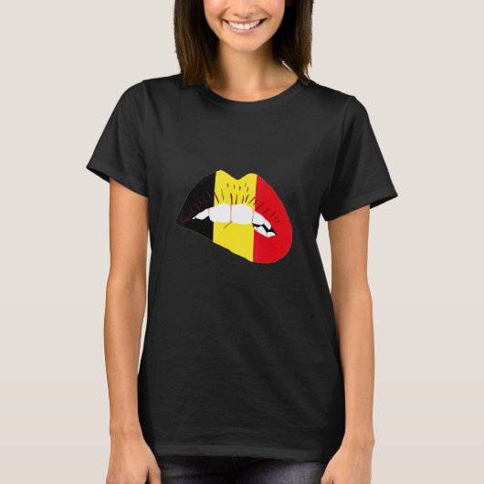 Belgian Flag Lips Belgian Pride Belgie Belgian Roo T-Shirt (Vorderseite)