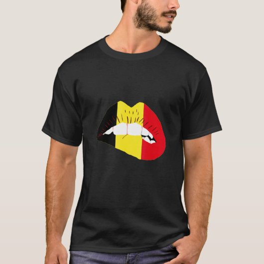 Belgian Flag Lips Belgian Pride Belgie Belgian Roo T-Shirt (Vorderseite)
