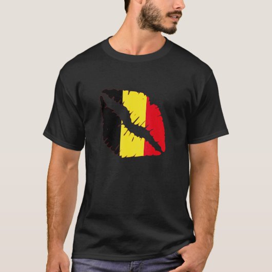Belgian Flag Lips Belgie Belgian Pride Belgian Roo T-Shirt (Vorderseite)