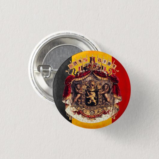Belgian flag with coat of arms button (Vorne & Hinten)