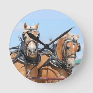 Belgian Horses Runde Wanduhr