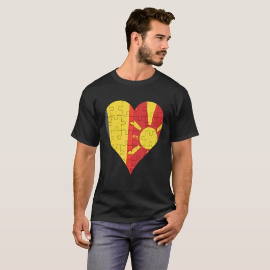 Belgian Macedonian Flag Heart T-Shirt (Vorne ganz)