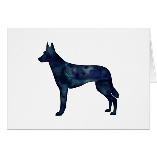 Belgian Malinois Black Watercolor Silhouette Card (Vorderseite (Horizontal))
