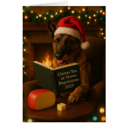Belgian Malinois 'Cheese Tax' Christmas card (Vorne)