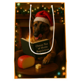 Belgian Malinois Cheese Tax Christmas gift bag  Mittlere Geschenktüte