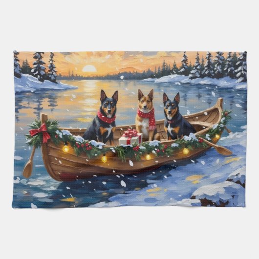 Belgian Malinois Christmas Boat Holiday Geschirrtuch (Horizontal)