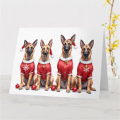 Belgian Malinois Christmas Dress Santa Hat Karte (Gelbe Blume)