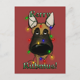 Belgian Malinois Christmas Lights Feiertagspostkarte