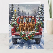 Belgian Malinois Christmas Red Truck Holiday Karte (Vorderseite)