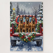Belgian Malinois Christmas Red Truck Holiday Puzzle (Vertikal)