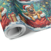 Belgian Malinois Christmas Santa Bag Adventure Geschenkpapier (Rolleneckpunkt)