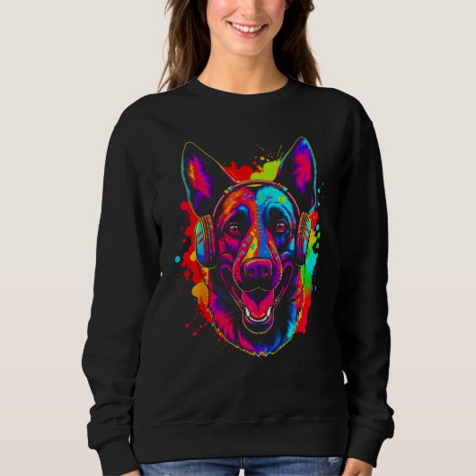 Belgian Malinois Dog DJ Festival Sweatshirt (Vorderseite)