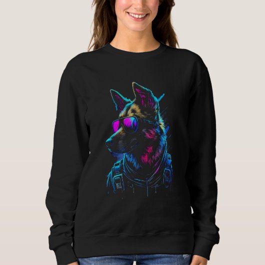 Belgian Malinois Dog owner Vaporwave Notorious DJ Sweatshirt (Vorderseite)