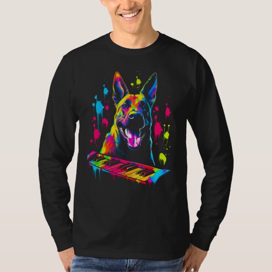 Belgian Malinois Dog Pianist T-Shirt (Vorderseite)