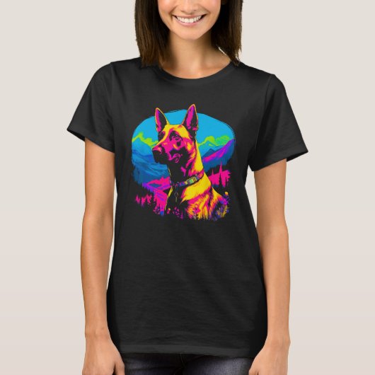 Belgian Malinois Dog Pop Art T-Shirt (Vorderseite)