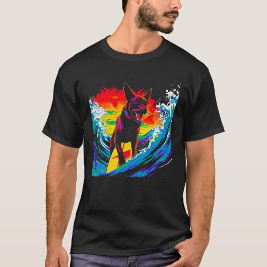 Belgian Malinois Dog Surfer T-Shirt (Vorderseite)