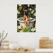 Belgian Malinois In Bathtub Poster, Funny Dog Poster (Küche)