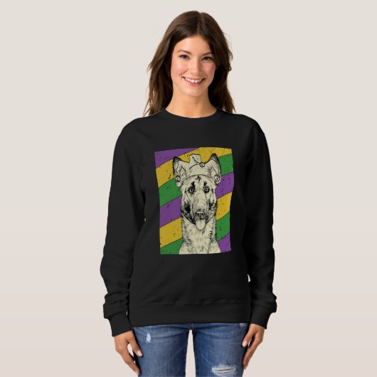 Belgian Malinois Jester Mardi Gras Dog Mom or Dad Sweatshirt (Vorne ganz)