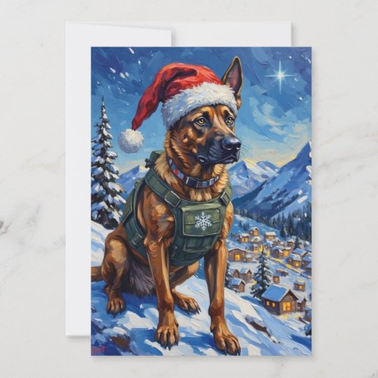 Belgian Malinois Mountain Patrol Christmas Feiertagskarte (Vorderseite)