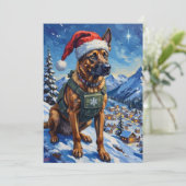 Belgian Malinois Mountain Patrol Christmas Feiertagskarte (Stehend Vorderseite)