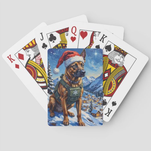 Belgian Malinois Mountain Patrol Christmas Spielkarten (Rückseite)