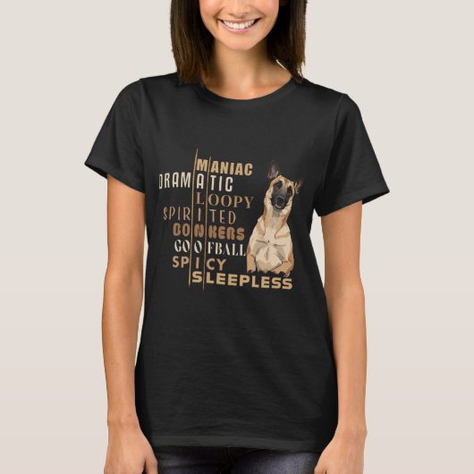 Belgian Malinois Personality Word Puzzle T-Shirt (Vorderseite)